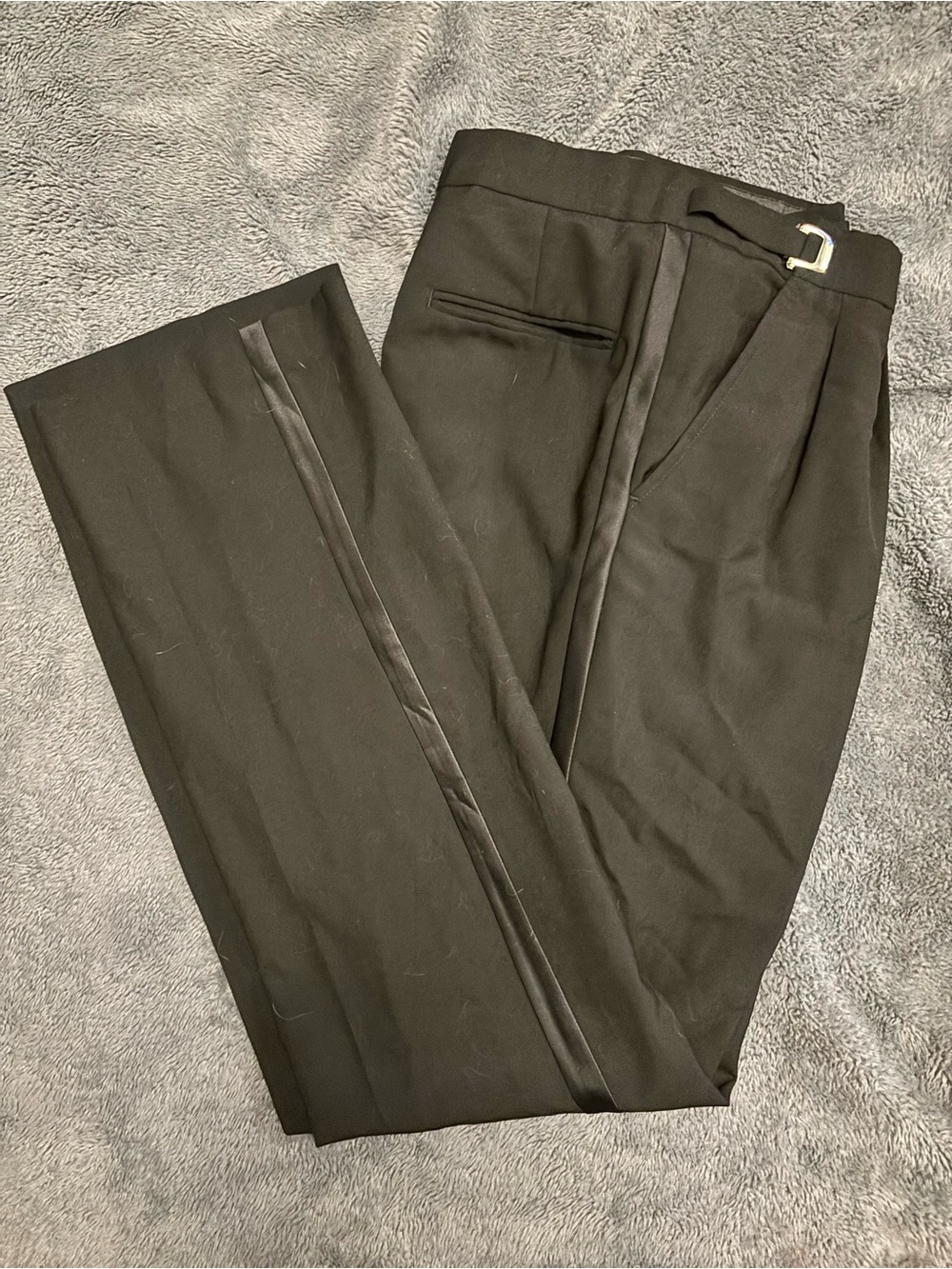 Men's Black Dress Trousers with Satin Side Trim